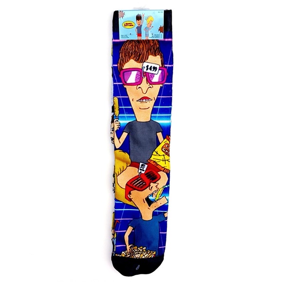 🆕 Beavis and Butt-Head Butthead MTV Retro 90s Crew Socks Mens Womens - Picture 2 of 8